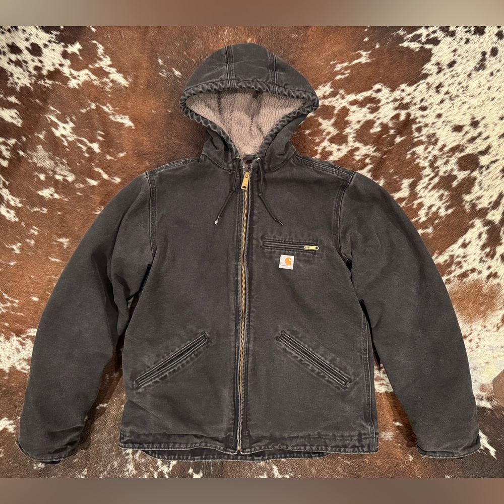 Black Sherpa Lined Hooded Carhartt Jacket